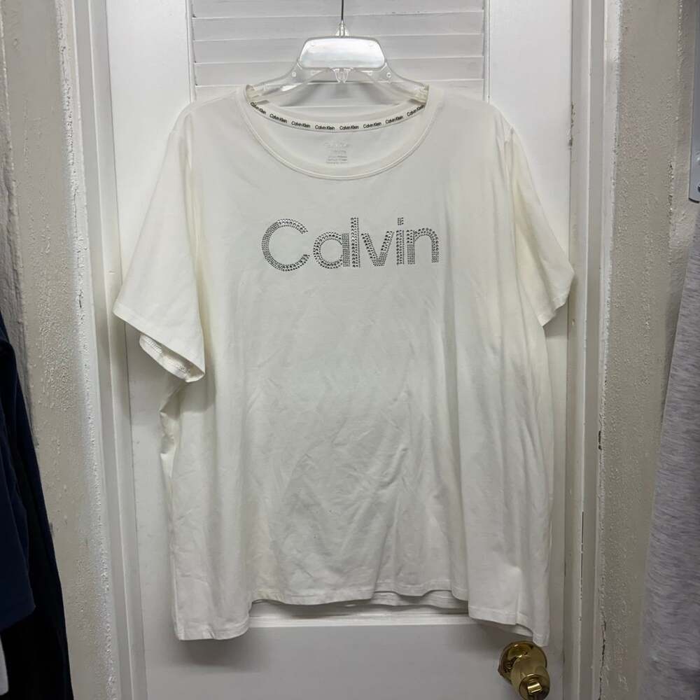 Calvin Klein Women’s White Rhinestone Shirt